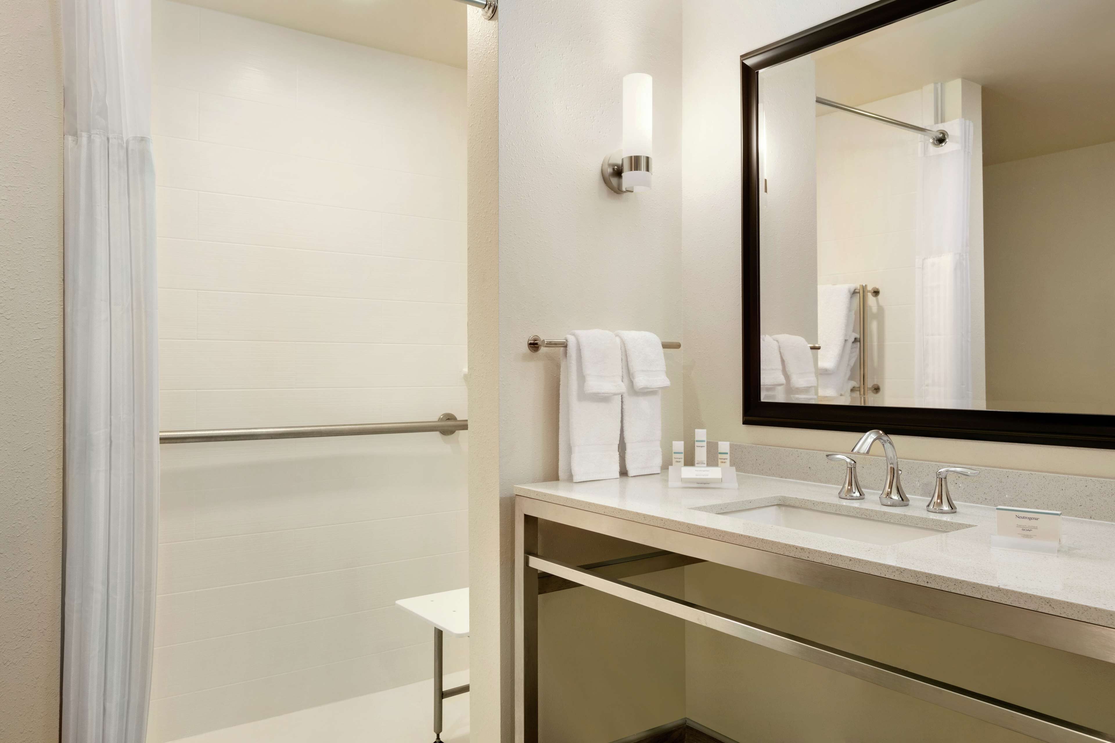 room, 1 king bed, accessible, non smoking (w/ roll-in shower) | bathroom shower