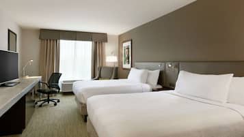 Premium bedding, desk, blackout curtains, iron/ironing board