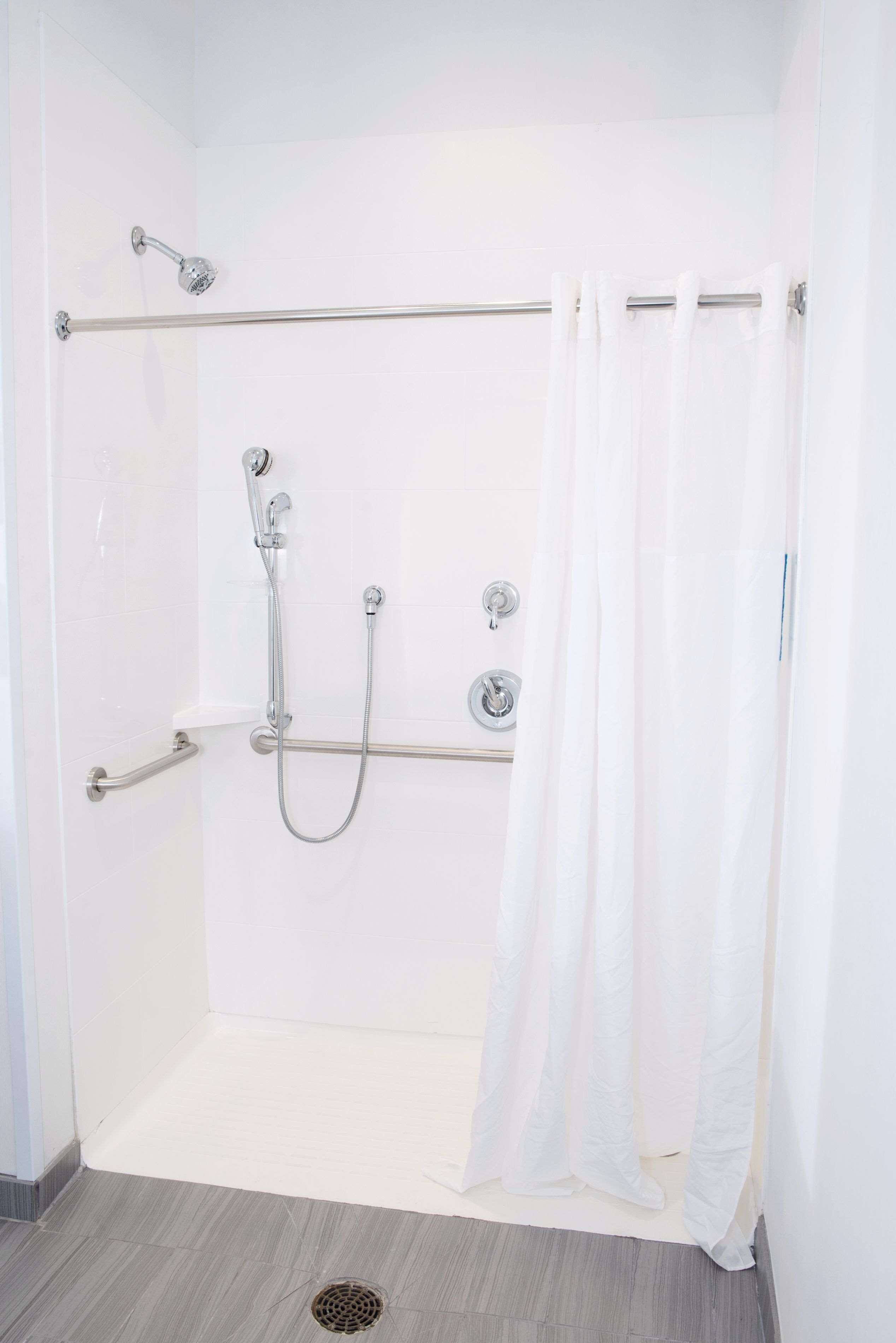 studio, 1 king bed, accessible (roll-in shower, mobility & hearing) | bathroom shower