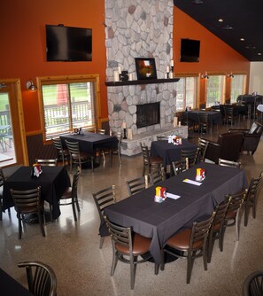 Dinner served, American cuisine, garden views 