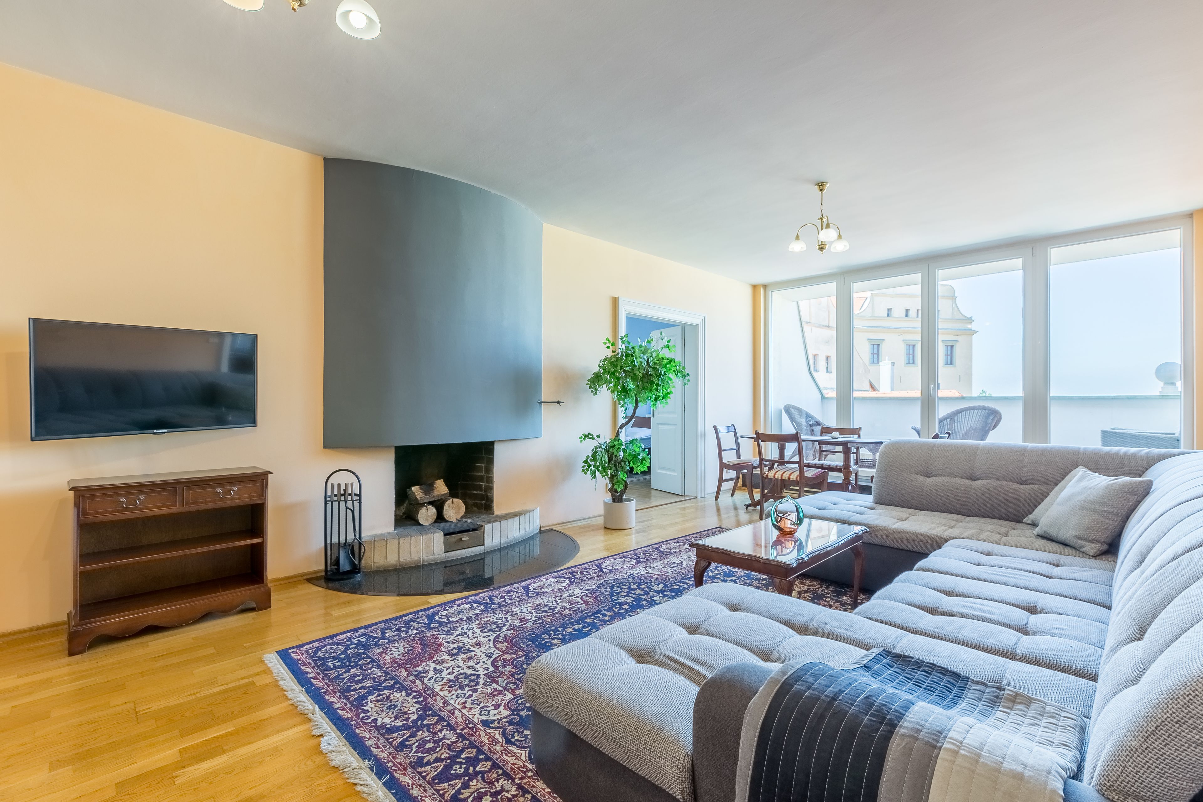 Deluxe Apartment, 3 Bedrooms (Family) | Living area | 38-inch LCD TV with digital channels, TV