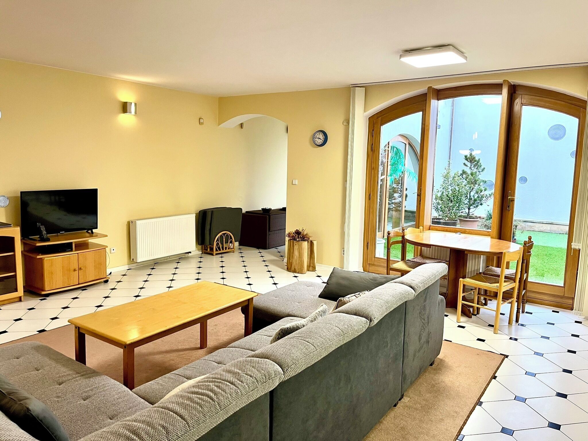 Luxury Apartment, 1 Bedroom, Patio | Living area | 38-inch LCD TV with digital channels, TV