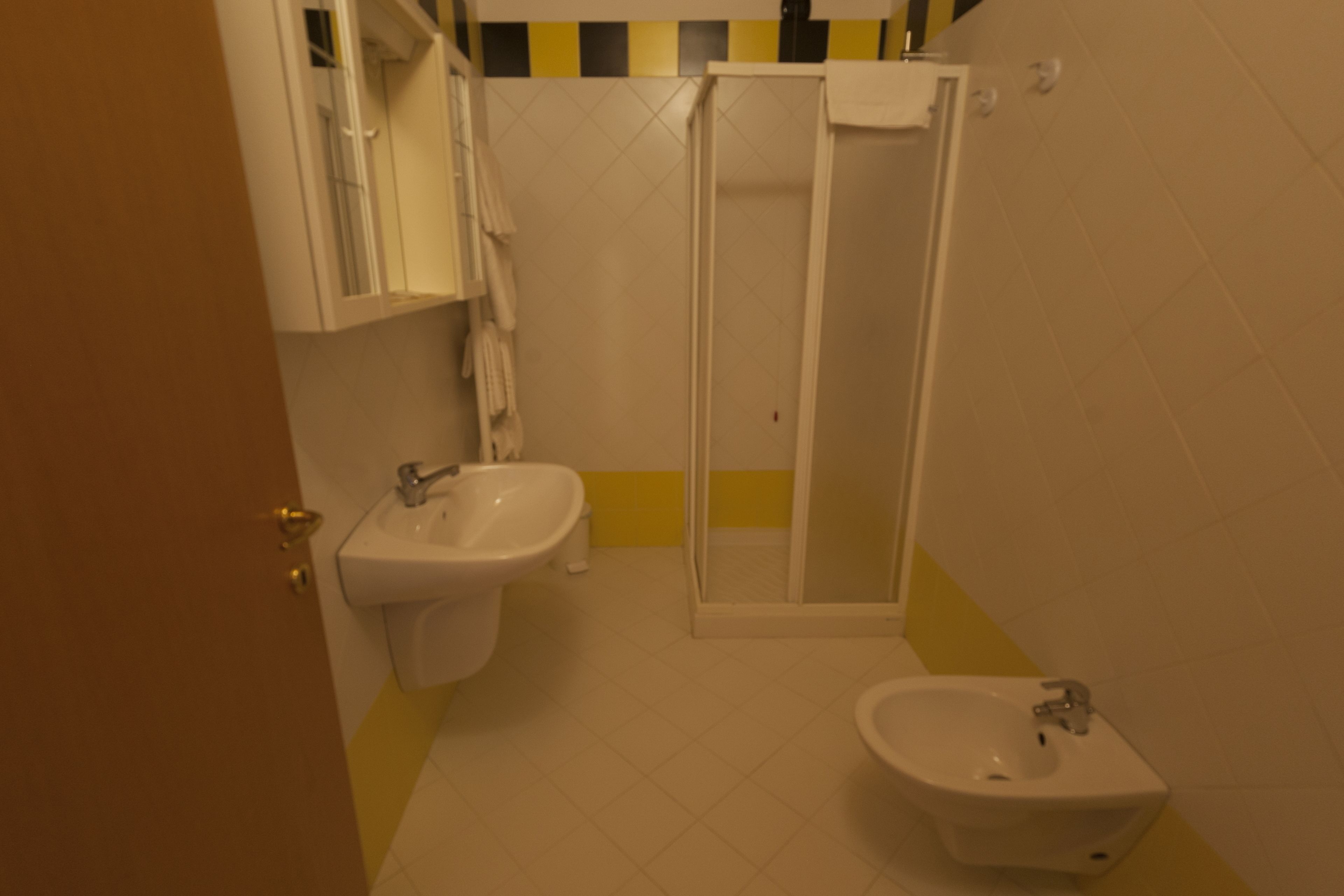 Une salle de bain équipée d’un lavabo, d’un bidet et d’une douche.