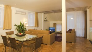 Executive Suite, 2 Bedrooms, City View | Living area | LED TV - Residence Karlova (Prague)