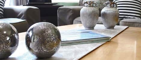 Self-Catering House  | Living room | Flat-screen TV, fireplace, books, stereo