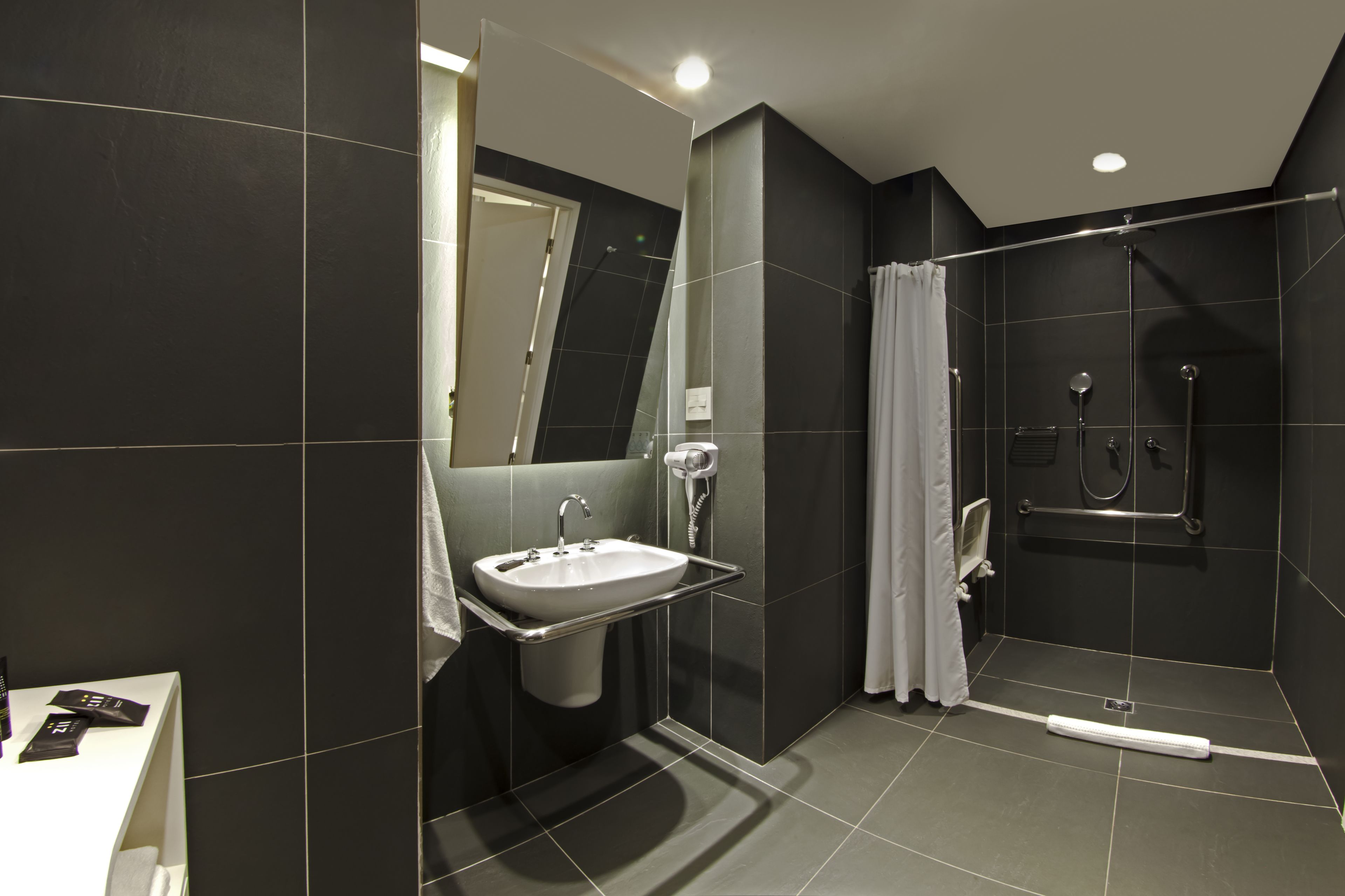 standard double room, accessible | bathroom | shower, eco-friendly toiletries, hair dryer, towels