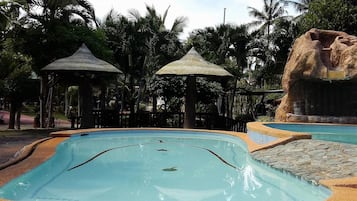Outdoor pool, pool loungers