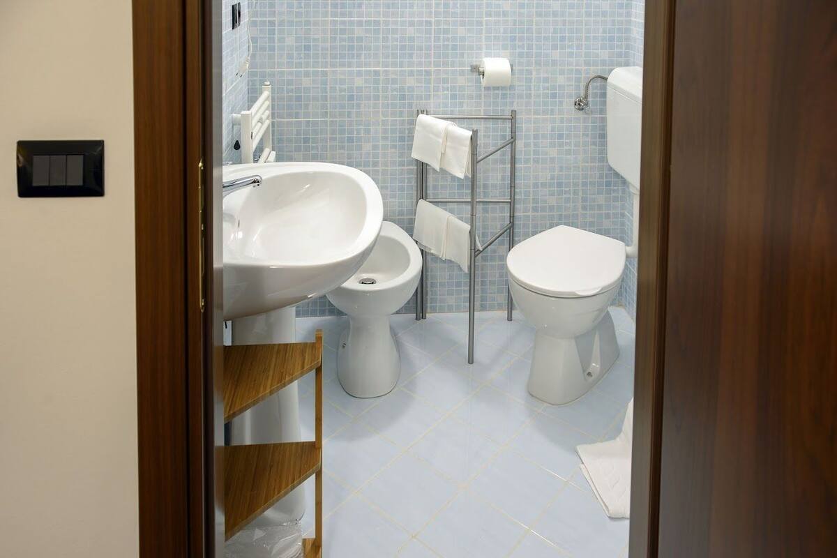 shower, hair dryer, slippers, bidet