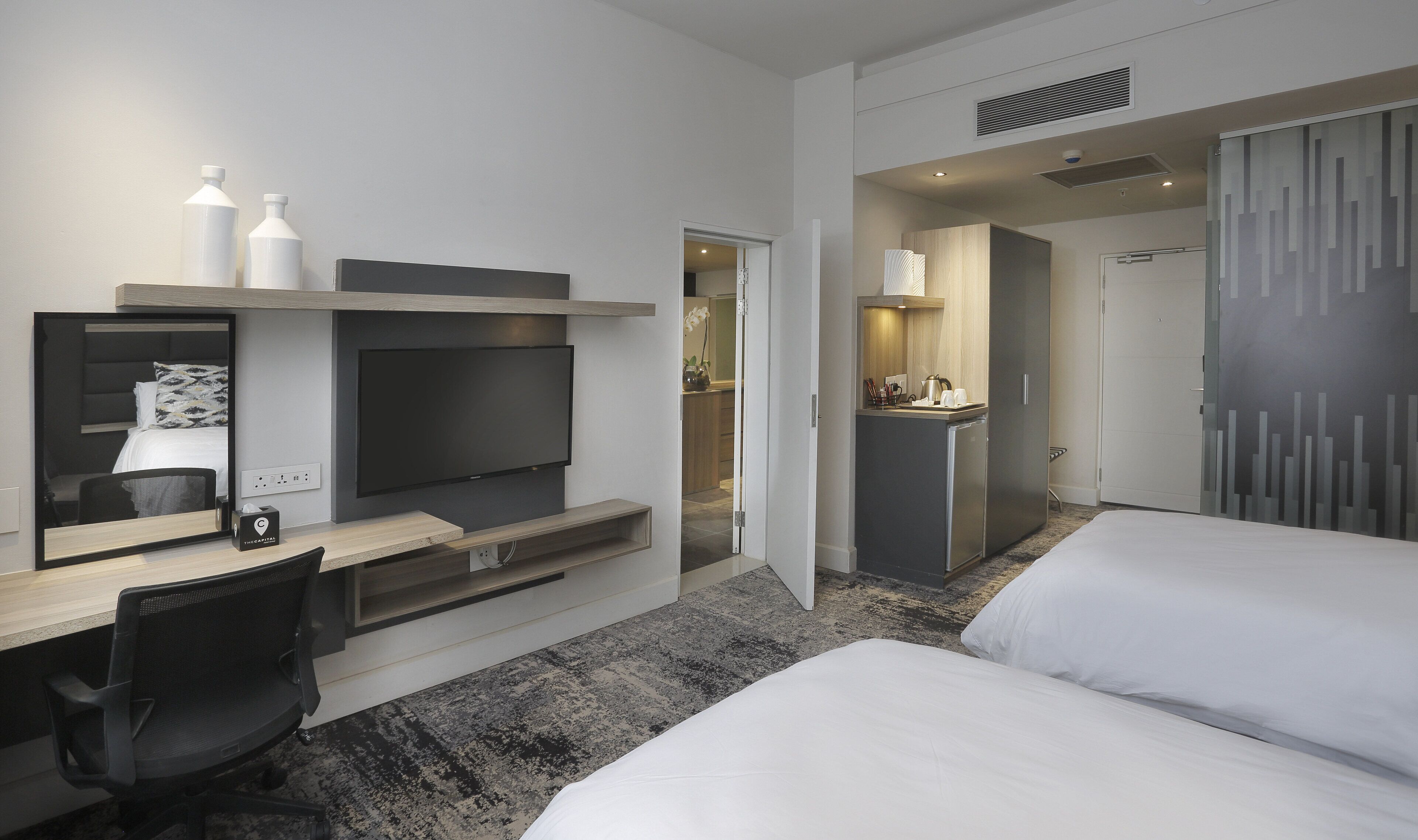 in-room safe, desk, blackout curtains, soundproofing