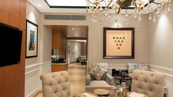 Suite, 1 King Bed (Presidential Suite) | Living area | Plasma TV, fireplace