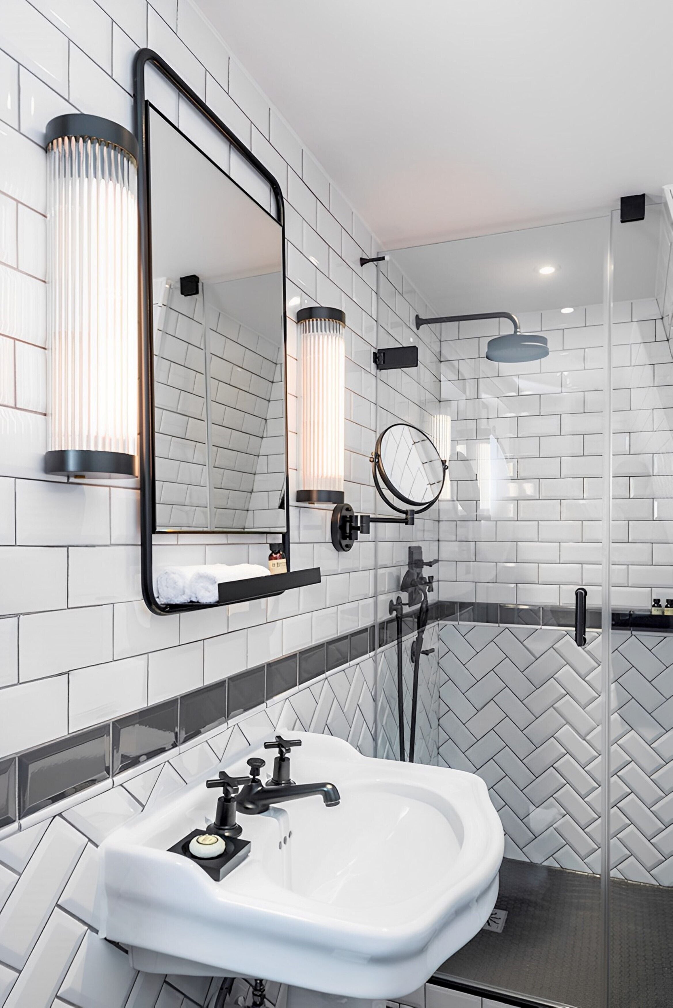 suite | bathroom | shower, rainfall showerhead, hair dryer, towels