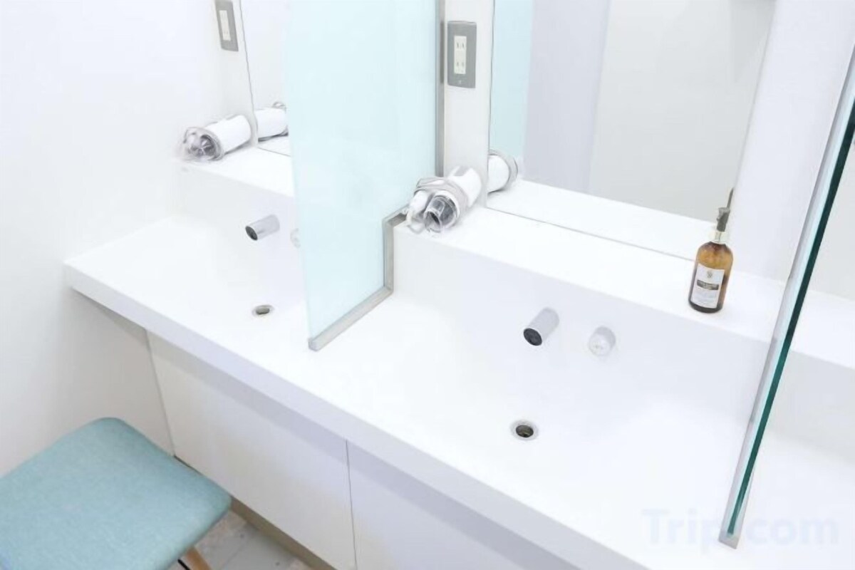 Salle de bain | Séchoir à cheveux, pantoufles, toilette dotée d'un bidet électronique