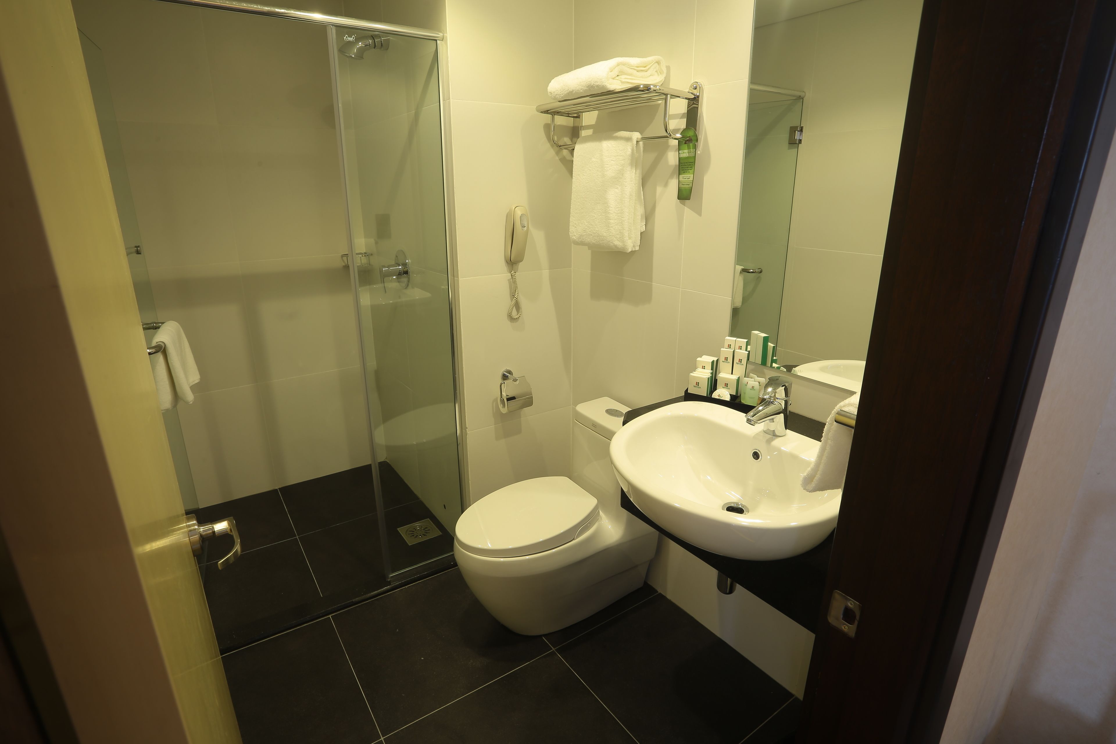 superior king room | bathroom | shower, free toiletries, hair dryer, dressing gowns