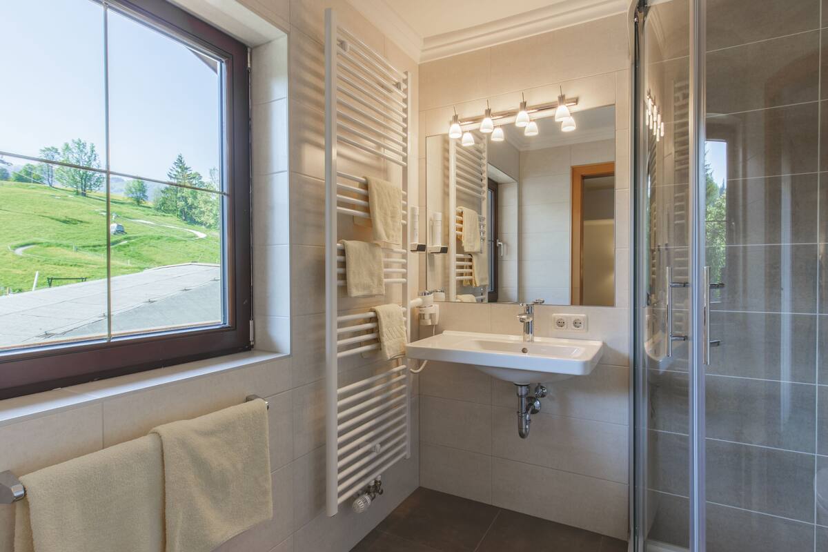 free toiletries, hair dryer, bathrobes, towels