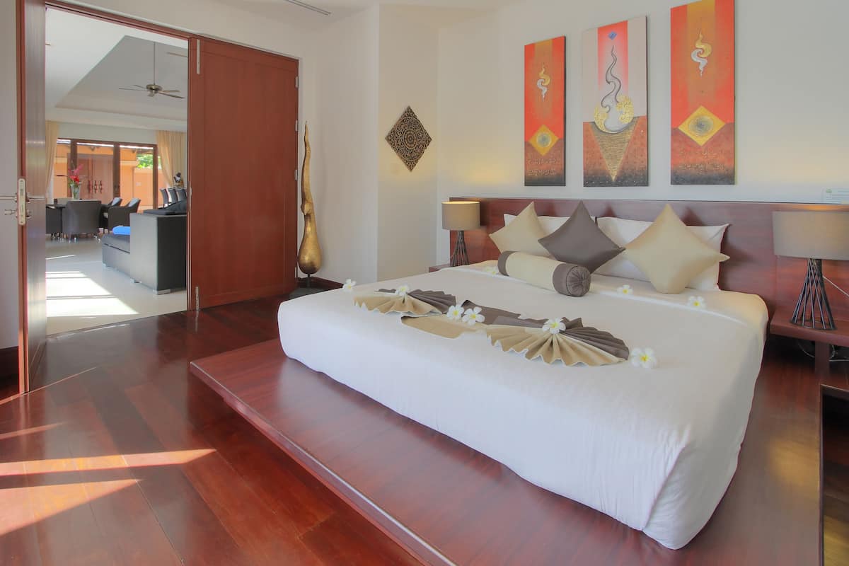 deluxe villa, 2 bedrooms, private pool, partial ocean view | 1 bedroom, minibar, in-room safe, desk