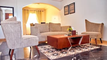 Exclusive Apartment, 2 Bedrooms, City View | Living area | 52-inch flat-screen TV with digital channels, TV