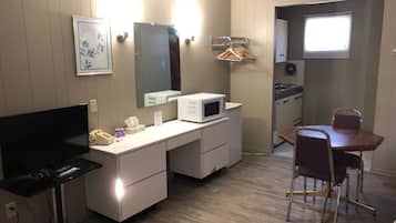 Double Room, 2 Queen Beds, Kitchenette | Individually furnished, desk, laptop workspace, blackout drapes