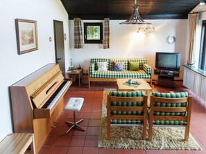 TV, DVD player, books