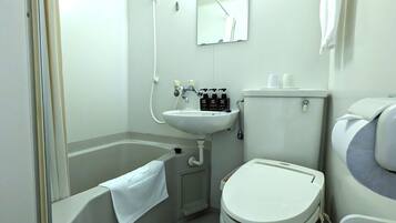 Bañera con ducha, bañera profunda, artículos de tocador gratuitos