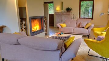 Fernseher, Kamin, DVD-Player