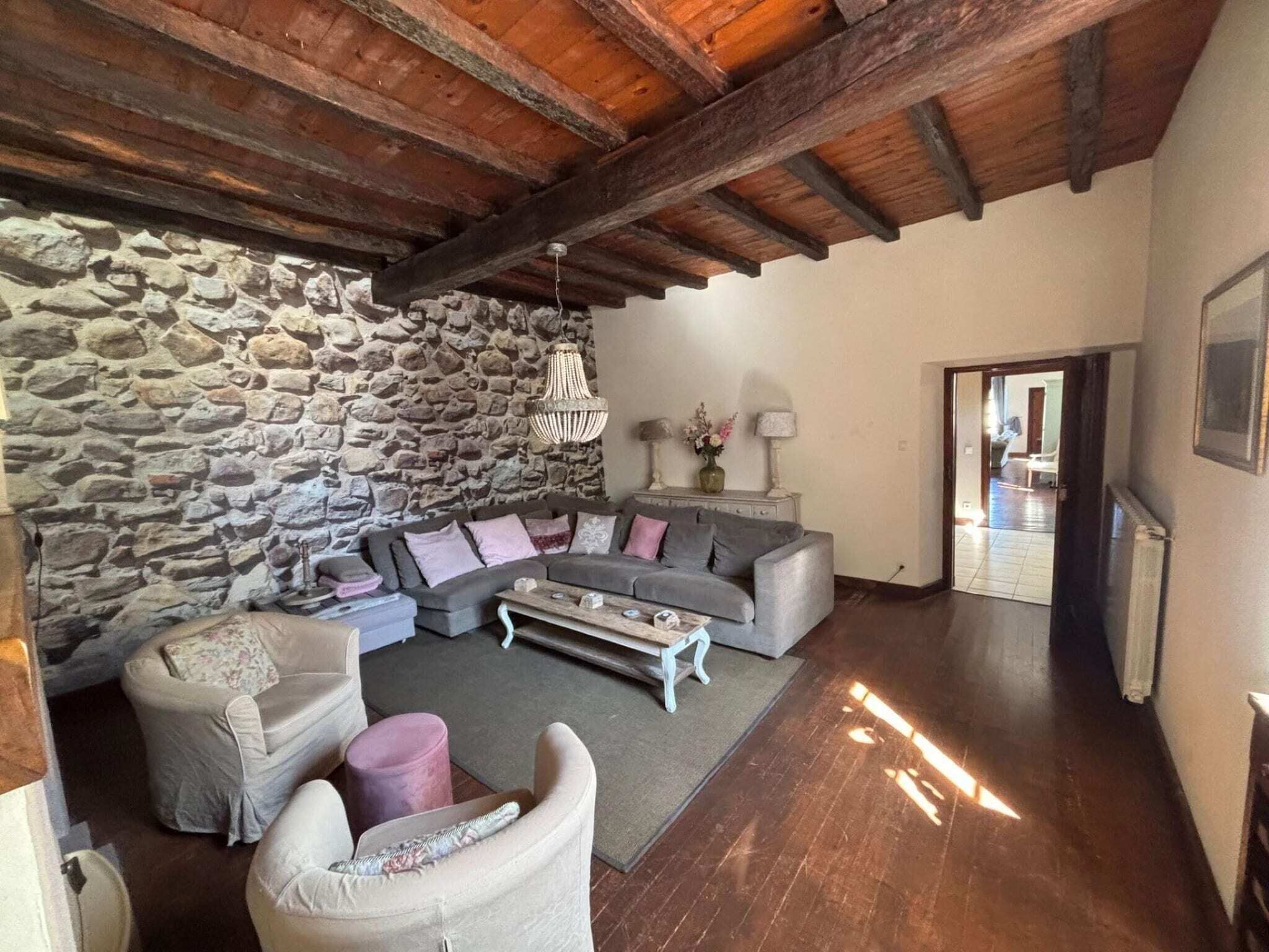 Télévision, cheminée, baby-foot, table de tennis de table