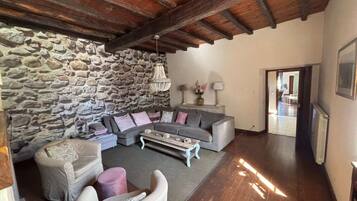 Télévision, cheminée, baby-foot, table de tennis de table