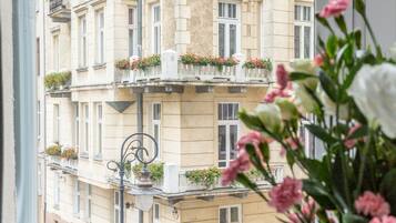 Suite estudio de diseñador, 1 cama matrimonial y sofá cama, cocina | Vista desde la habitación