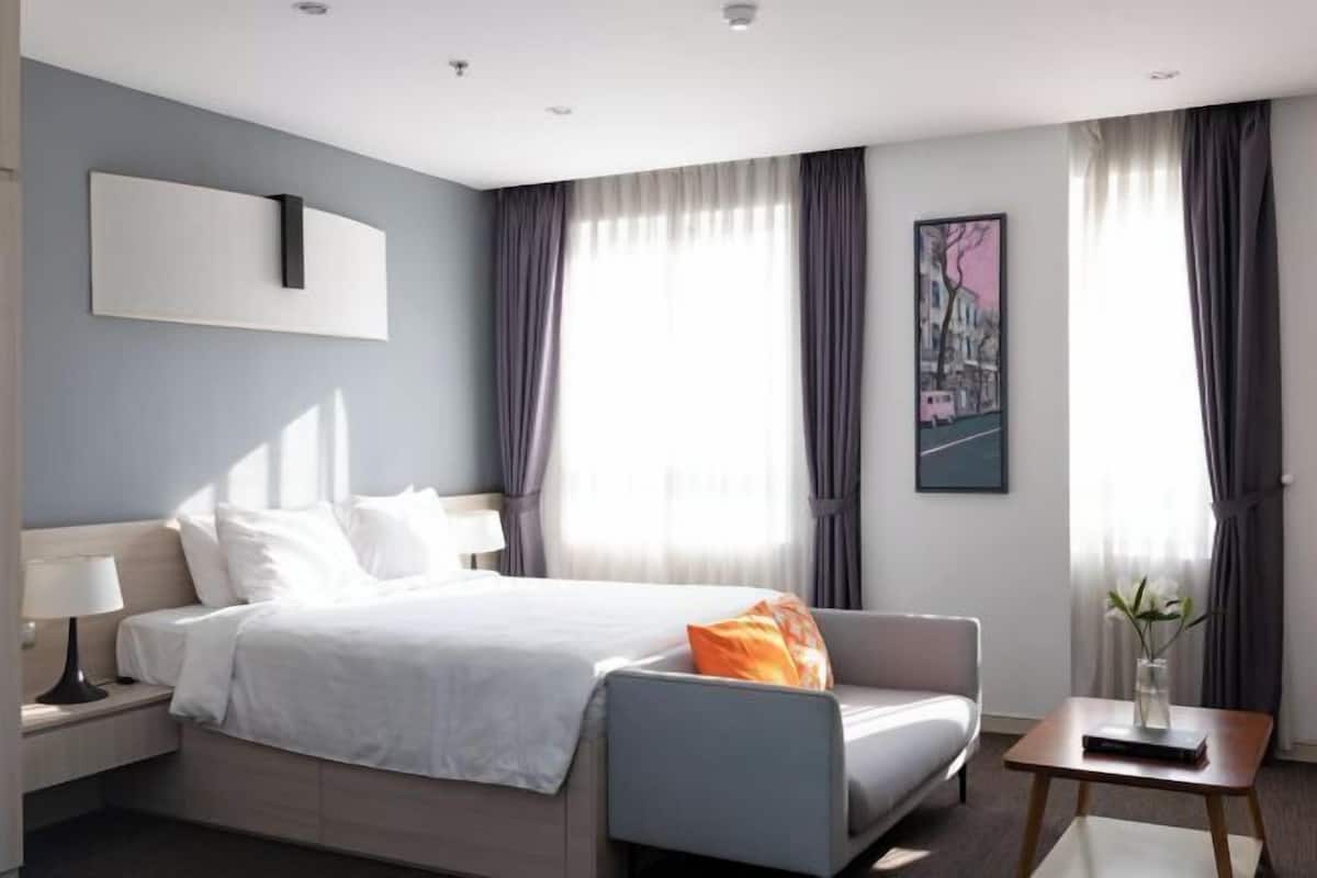 In-room safe, desk, laptop workspace, blackout drapes