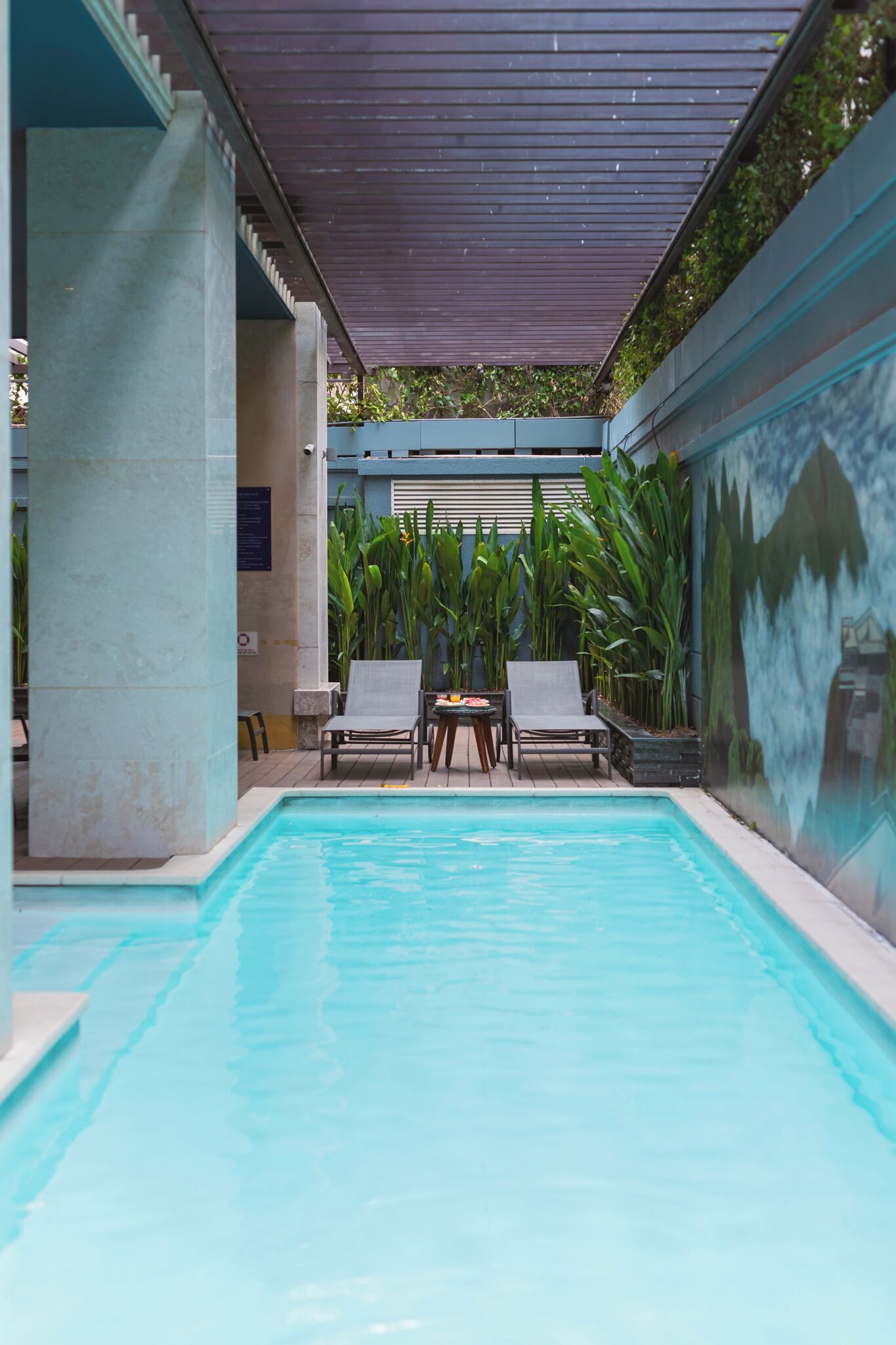 Hồ bơi ngoài trời, ghế dài tắm nắng 