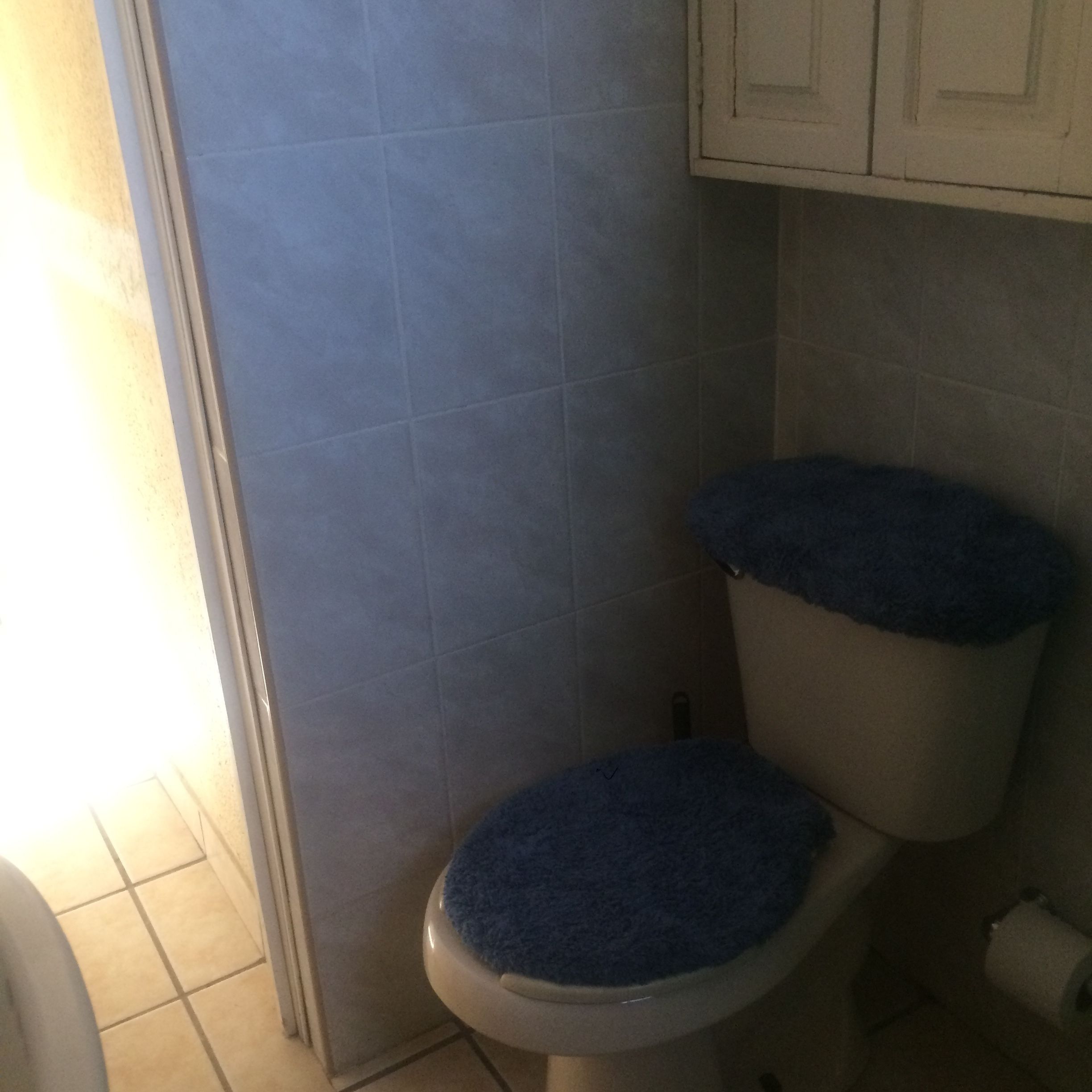 Un baño con inodoro, ducha y lavabo.