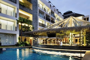 Outdoor pool, open 8:00 AM to 8:00 PM, free cabanas, pool umbrellas