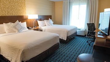 Room, 2 Queen Bed, Non Smoking | Desk, blackout drapes, iron/ironing board, free WiFi