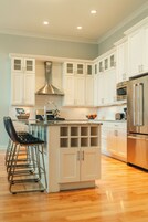 Luxury Suite, 3 Bedrooms, Kitchen | Private kitchen | Full-size fridge, microwave, coffee/tea maker