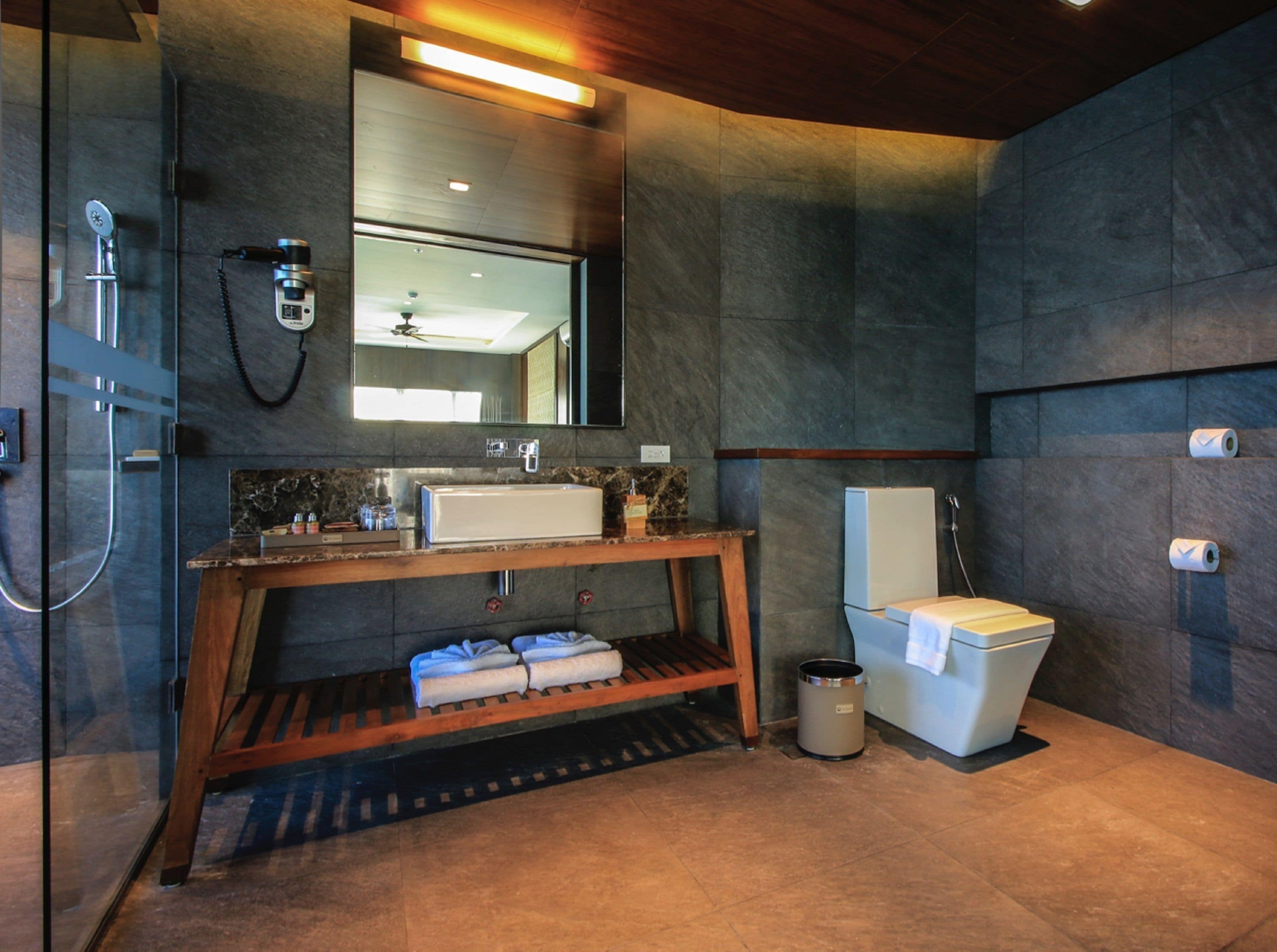 panorama suite | bathroom | shower, rainfall showerhead, free toiletries, hair dryer