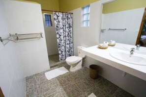 Dusche, Designer-Toilettenartikel, Haartrockner, Handtücher