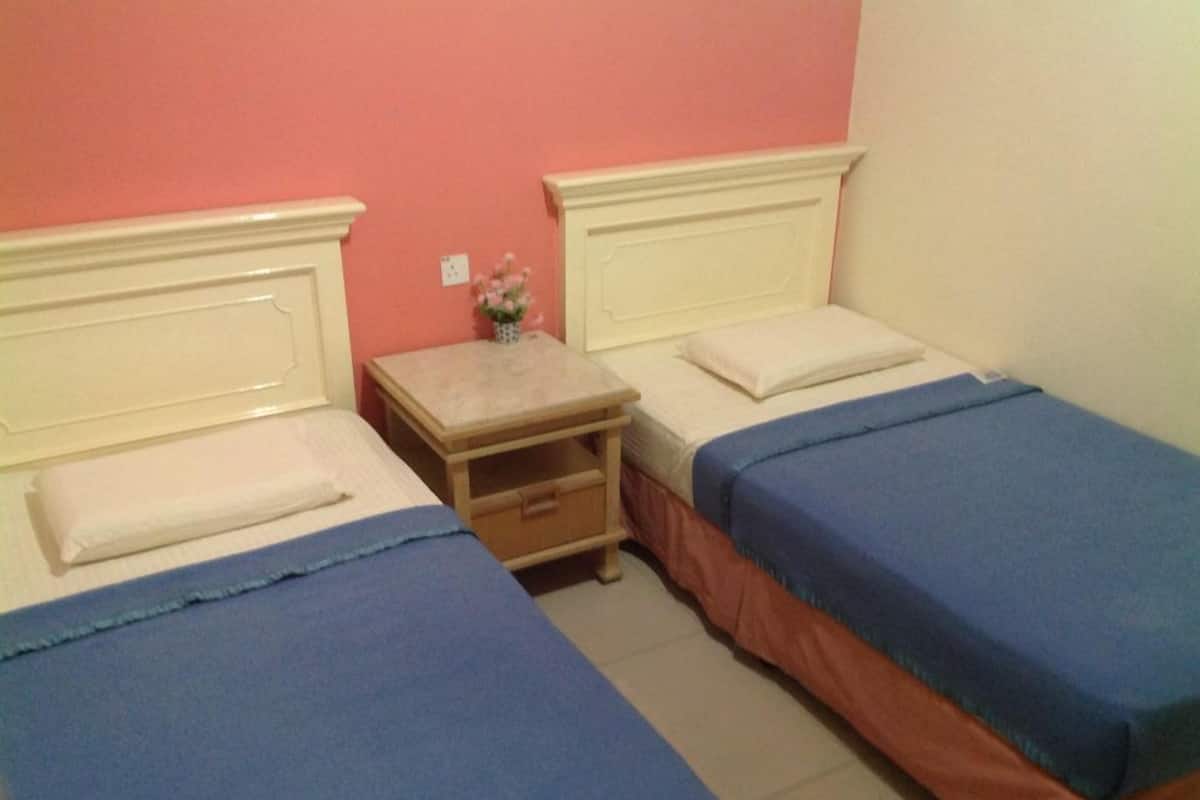 Twin kamer | Een bureau, een strijkplank/strijkijzer, gratis wifi
