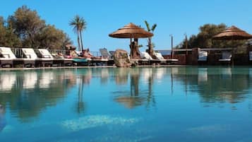 Outdoor pool, pool loungers