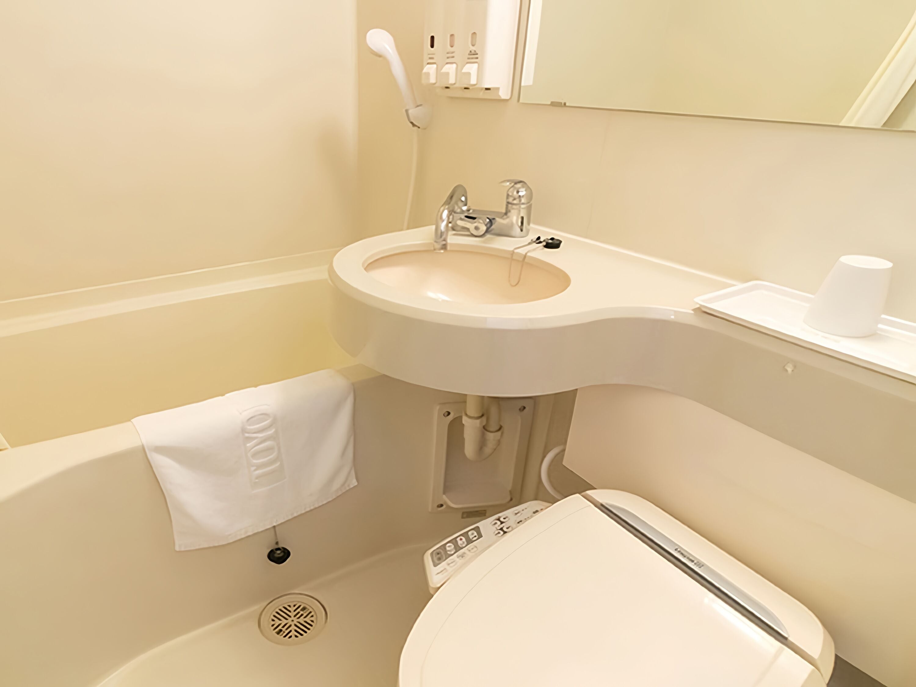 combined shower/bathtub, deep-soaking bathtub, free toiletries