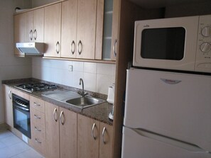 Full-sized fridge, microwave, oven, stovetop