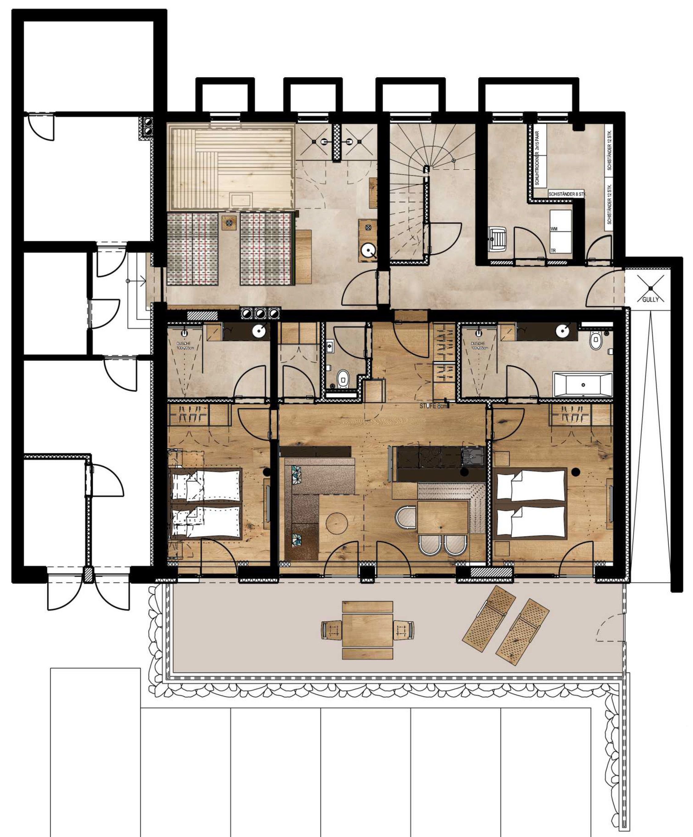 deluxe apartment, 2 bedrooms (lodge i, incl. cleaning fee) | floor plan