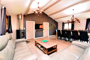 TV, fireplace, DVD player, foosball