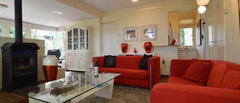 Fernseher, Kamin, DVD-Player