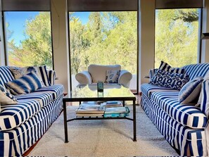 Télévision, cheminée, lecteur de DVD, chaîne hi-fi