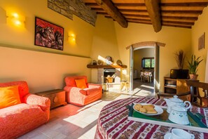 TV, fireplace