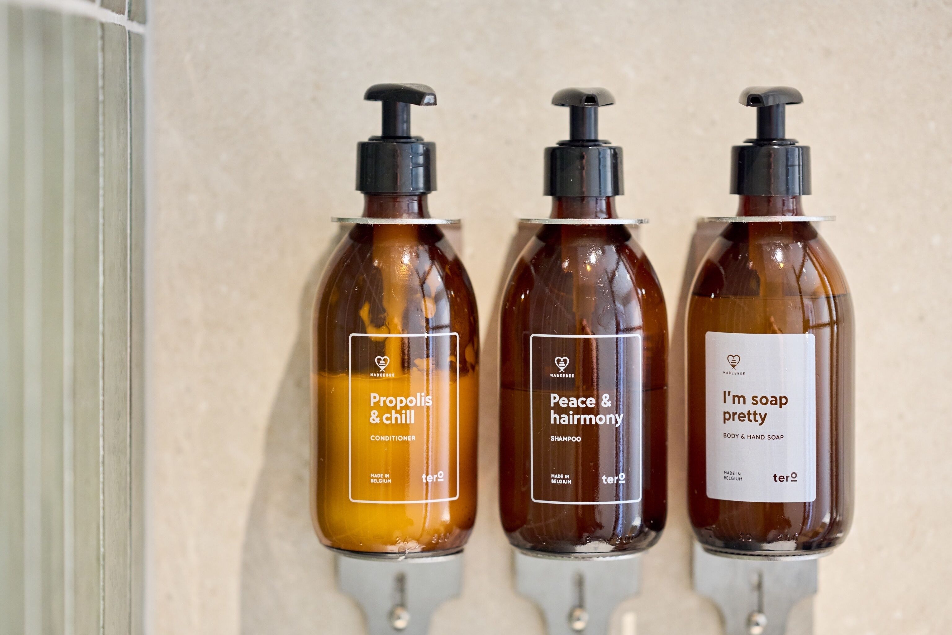 free toiletries, bathrobes, slippers, towels