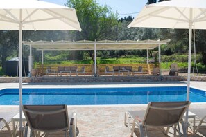Outdoor pool, sun loungers