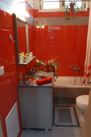 Deluxe Apartment, 1 Bedroom, Garden View | Bathroom | Free toiletries, hair dryer, towels