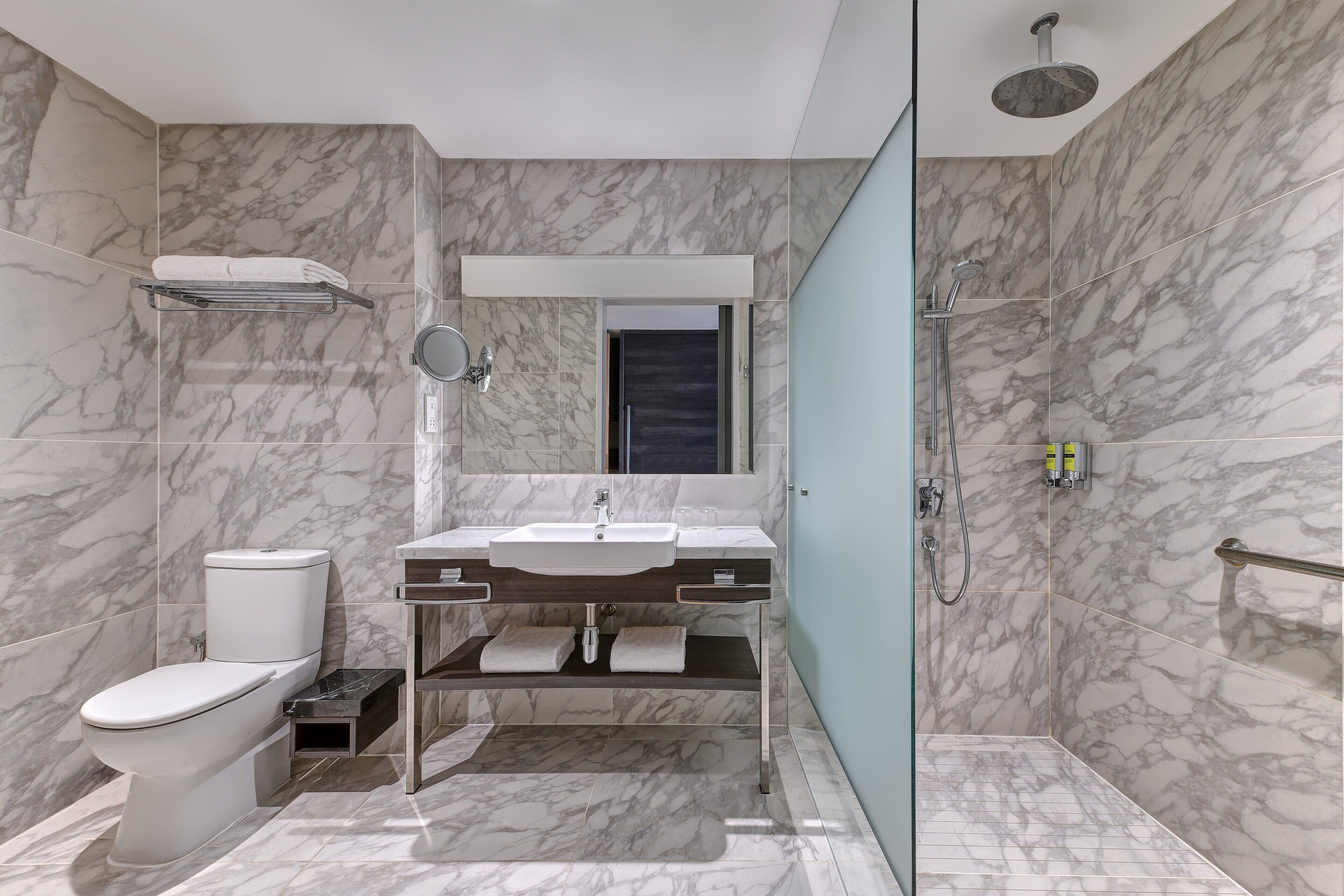 free toiletries, hair dryer, bathrobes, slippers