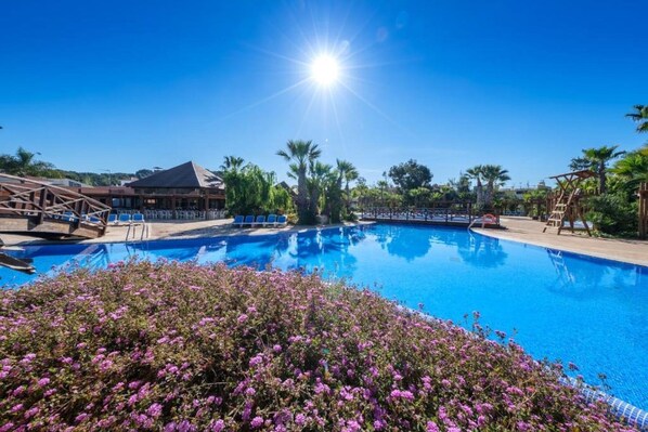 Outdoor pool, pool loungers