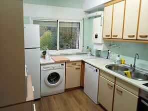 Großer Kühlschrank, Mikrowelle, Herdplatte